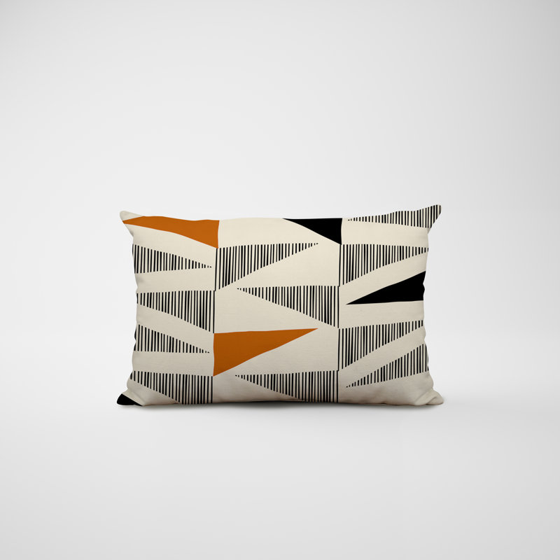 Chamu Polyester/Polyester Blend Lumbar Rectangular Indoor/Outdoor Pillow Cover & Insert, Orange/Black