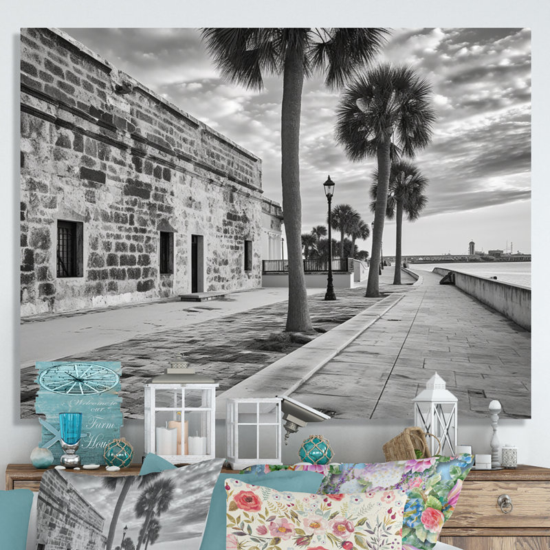 «Black and White Florida Sunshines State I», reproduction d'art sur toile, H 16 po x l 32 po x P 1 po, Toile tendue