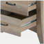 Table de chevet rustique naturelle avec 2 tiroirs et tablettes ouvertes