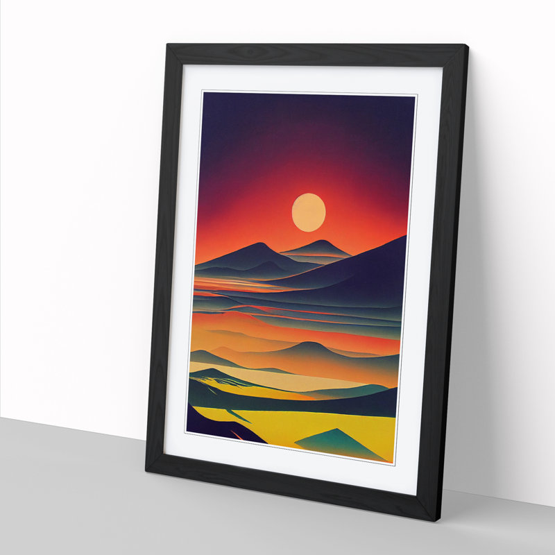 Sunset Color Field - Framed Print, 46cm H x 25cm W x 2cm D, Walnut