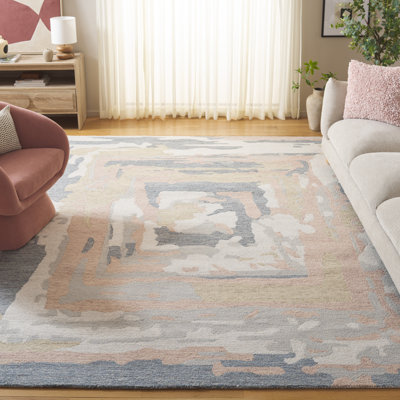 Ebony 924 Hand Tufted Wool/Cotton Abstract Rug in Grey/Ivory