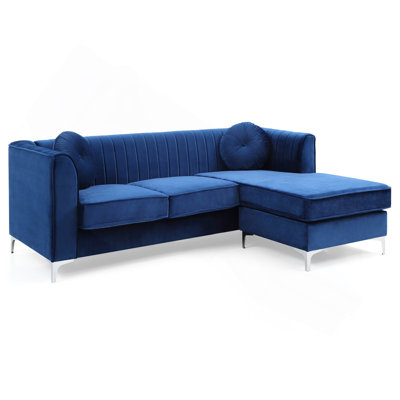 Delray Sofa Chaise (  3 Boxes) , NAVY BLUE