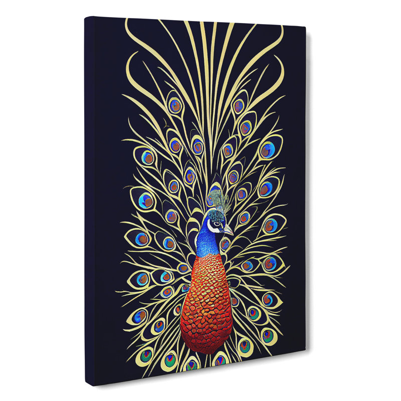 Fascinating Peacock Art No.1 - Wrapped Canvas Print, 50cm H x 35cm W