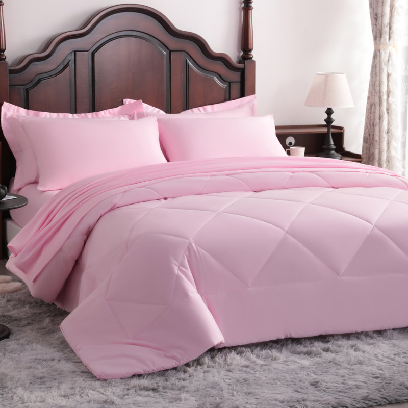 Ensemble de literie pour lit simple 5 pièces doux et respirant, Grand (7 pièces), Pink