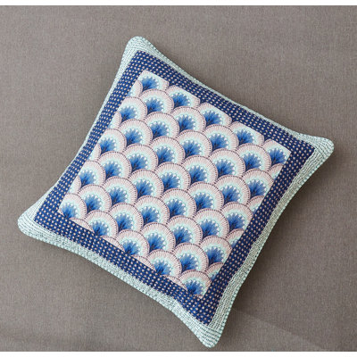  Mediterranean Breezy Waves Square Cotton Pillow Cover