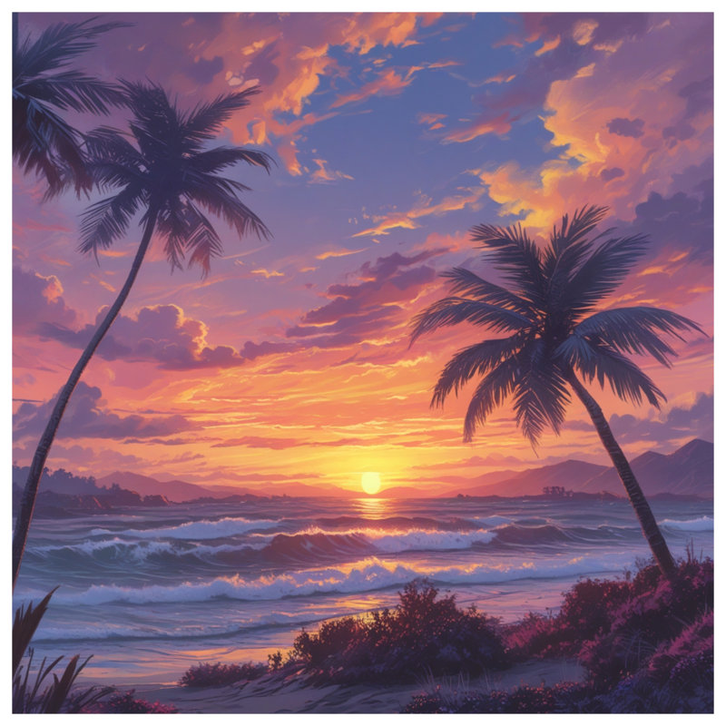 Housses de couette Sunset Beach Scene, Grand lit