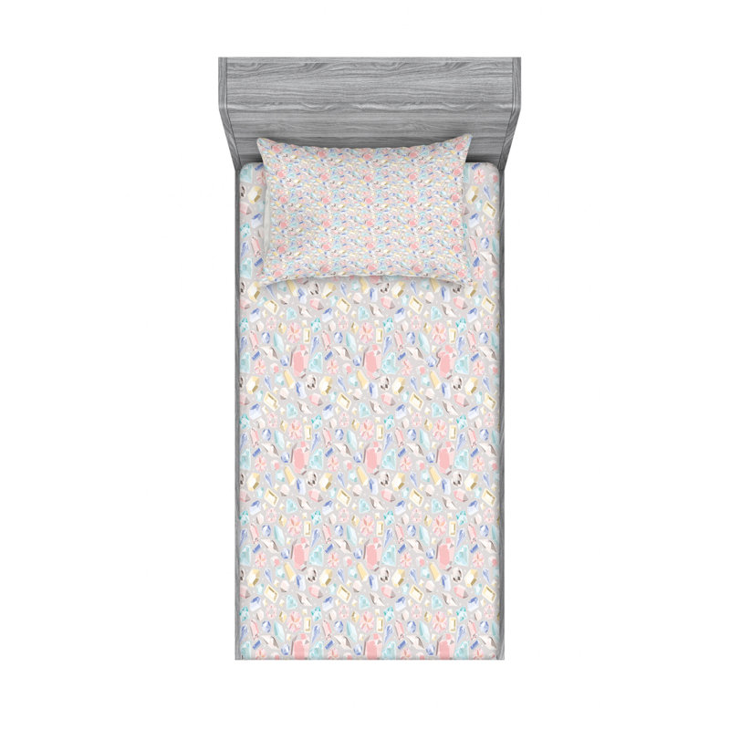 Microfiber Geometric Sheet Set, Twin Sheet Set with Fitted Sheet