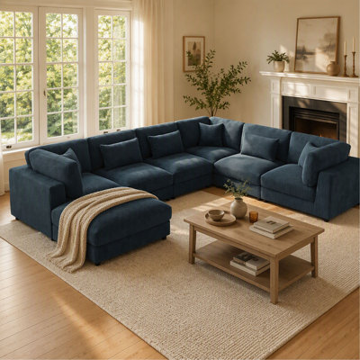 Corduroy Upholstered Modular Sectional for Living Room