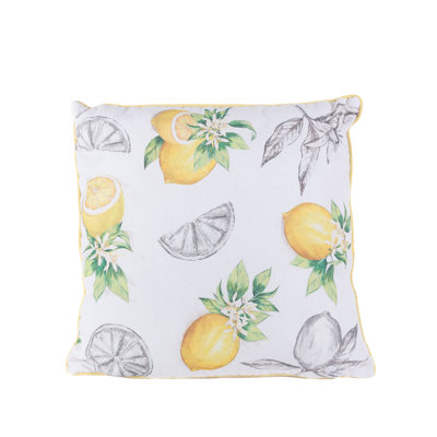 Set of 2 16-Inch Fabric Lemon Throw Pillows – Reversible Zesty Citrus Print for Bright Spring & Summer Decor