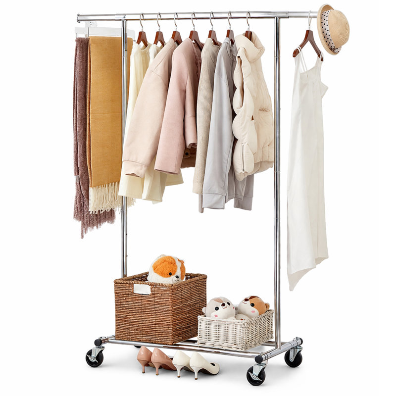 Clothes Rail Adjustable Height & Width, Chrome