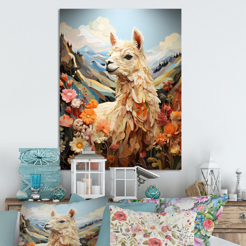 Reproduction d'art en métal Llama, H 32 po x l 24 po x P 1 po