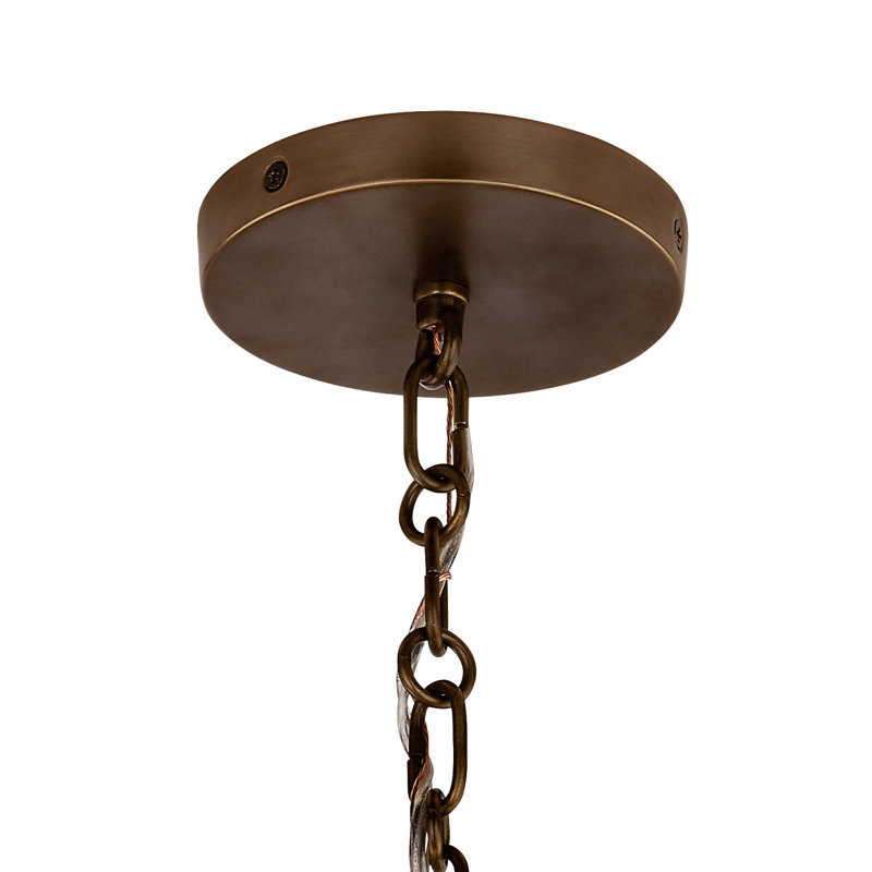 Lustre convertible XL 4 lumières Palmela 32 pouces au fini bronze laqué avec abat-jour en laiton laqué