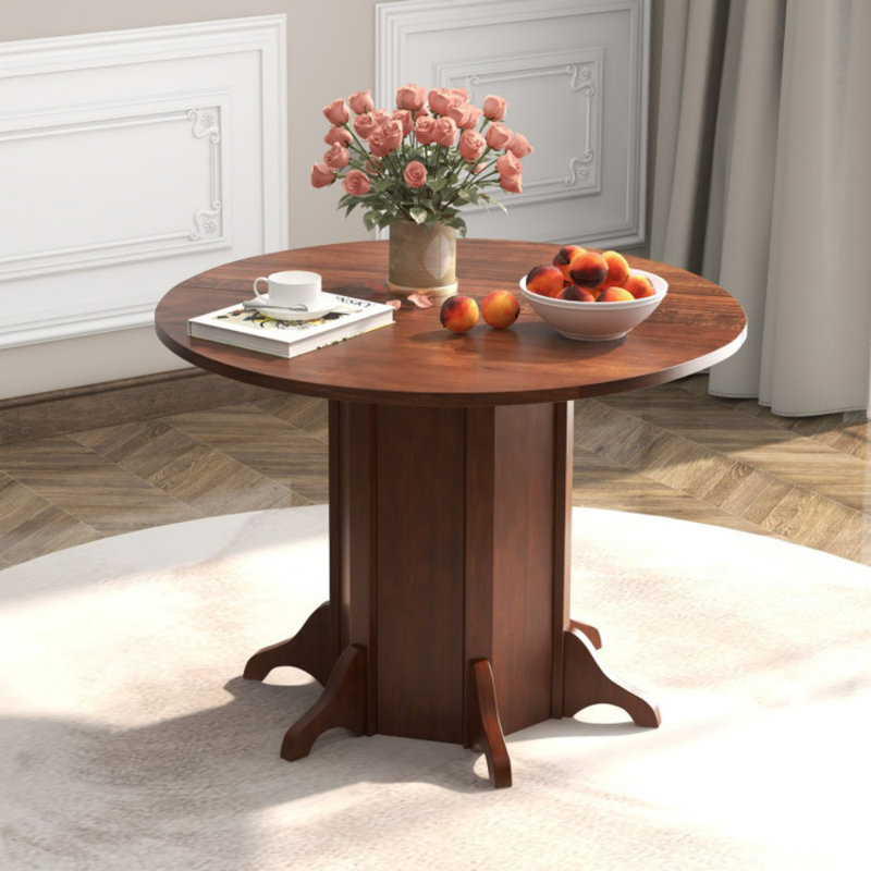 Table de salle à manger ronde avec base à piédestal pour 4 à 6 personnes
