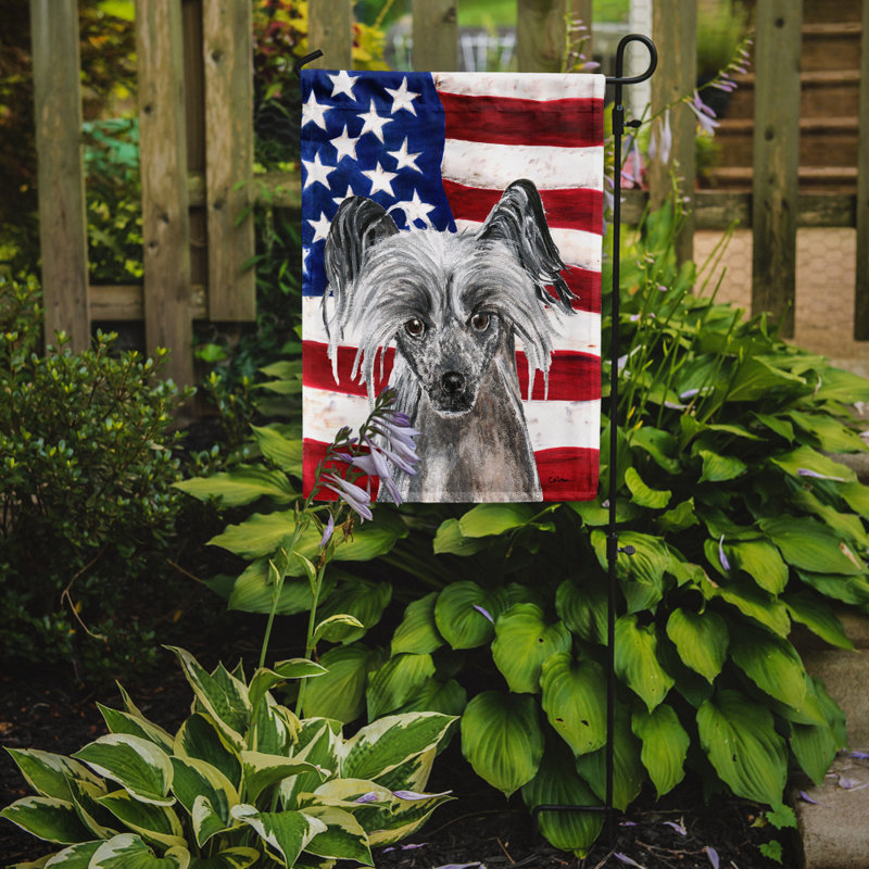 Double Sided 15'' H x 11'' W Polyester Independence Day Garden Flag, Chinese Crested