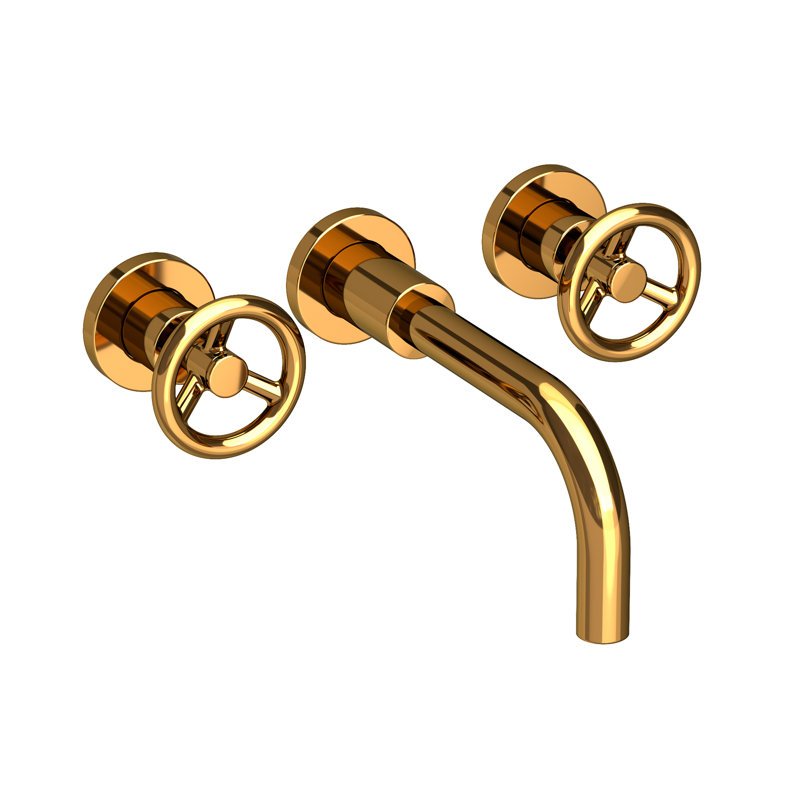 Slater Wall Mount Bathroom Faucet, Polished Gold
