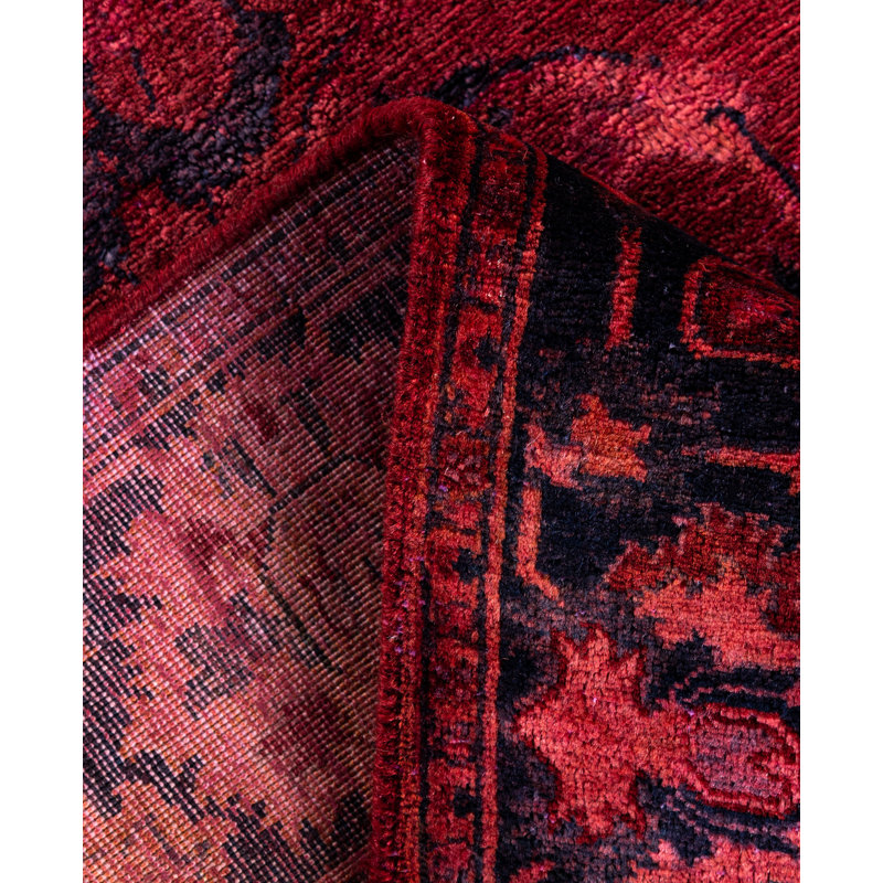 Overdyed Hand-Knotted Wool Modern-Contemporary Red Area Rug 3' 1" x 5' 1"