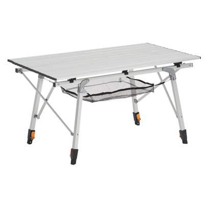 Folding Portable Camping Table Aluminum Outdoor Picnic Roll Up Table Mesh Layer