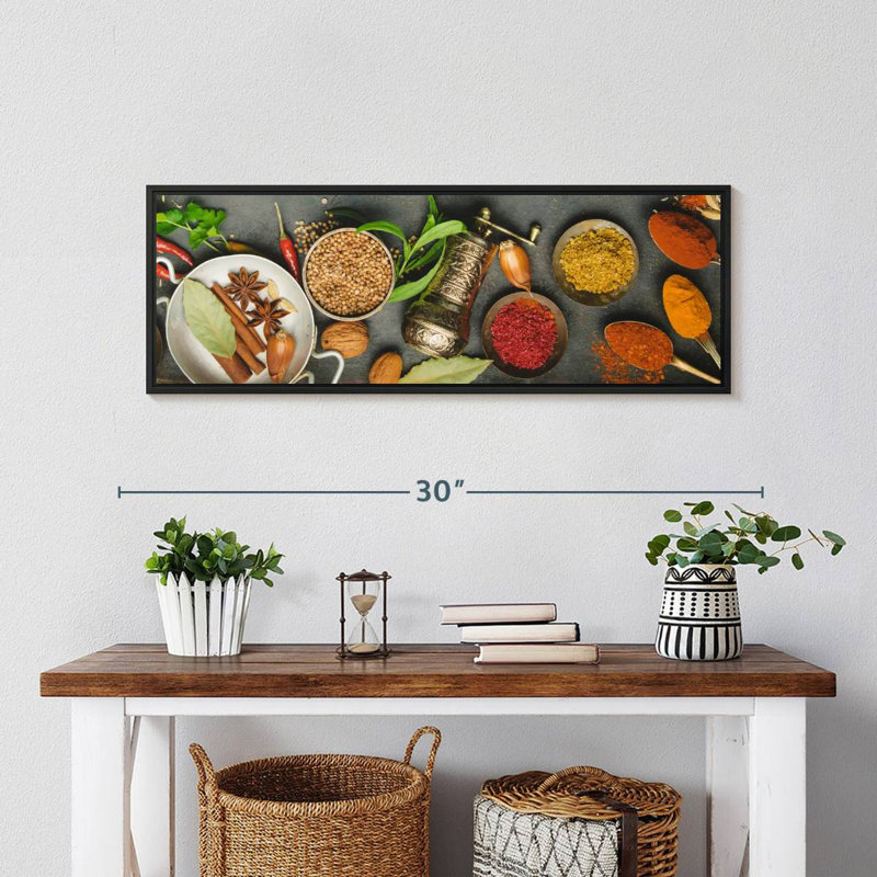 Fines herbes et épices, Cadre flottant noir, 28 po x 10 po