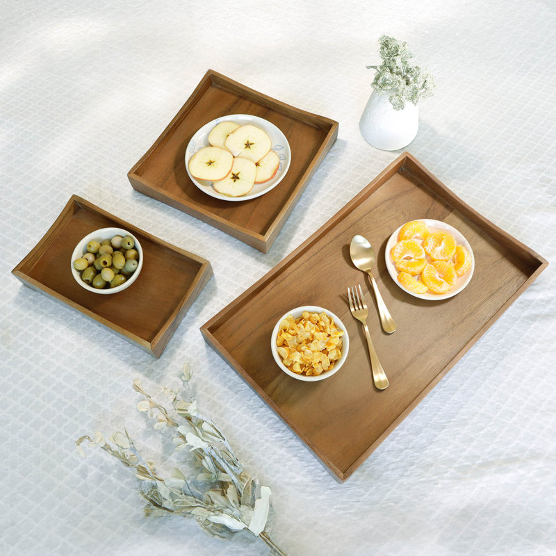 Flavio Solid Wood Large Serving Tray - Set of 3