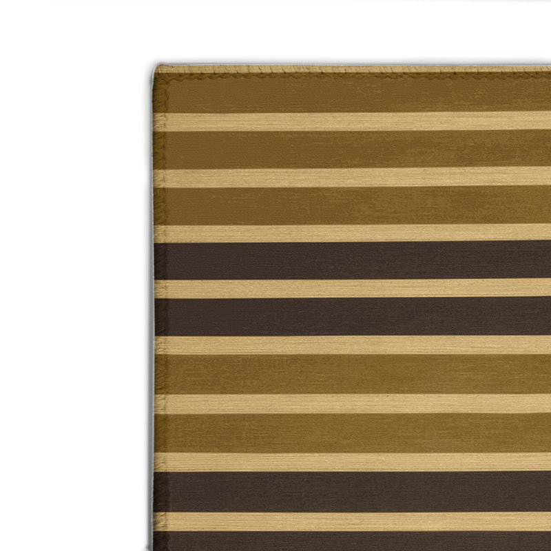 Tapis intérieur / extérieur brun HorizontalStripes, Rectangulaire 8 pi x 10 pi