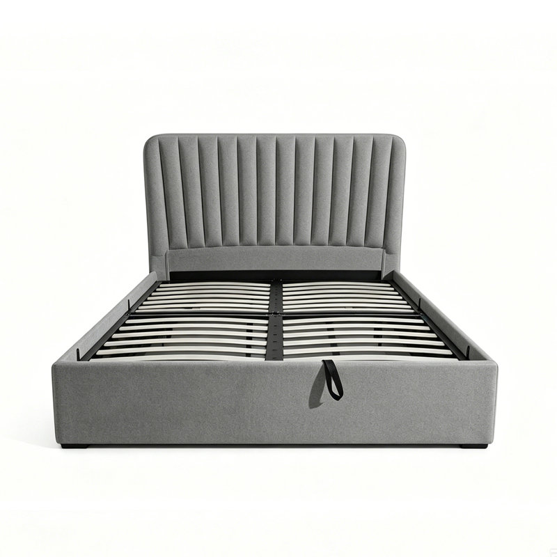 Upholstered Ottoman Storage Bed, Double (4'6), Grey