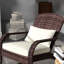 Balcony Rocking Display, With High Back, Seat Cushion And Pillow In Cream White Deck Chair,