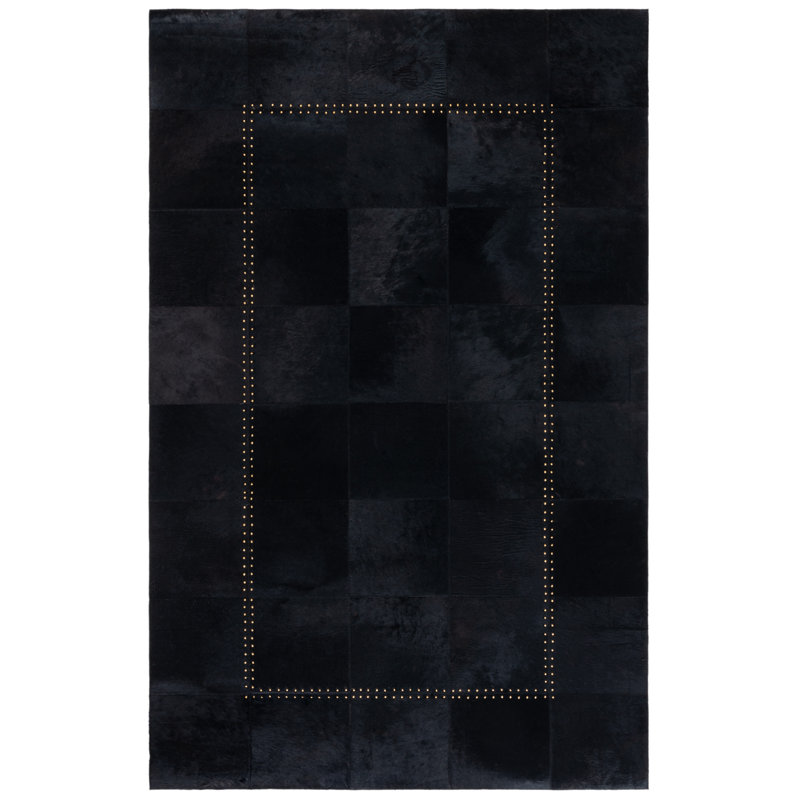 Dharia Studio Handwoven Leather Rug with Felt, Rectangle 6 pi x 9 pi