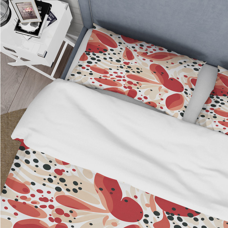 Literie à pois rouges et blancs II, Housse de couette simple + 1 taie décorative stan