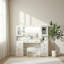 58,5 Très grand meuble-lavabo avec miroir pliant, coiffeuse avec miroir et lumières, prise et tabouret, coiffeuse avec deux organisateurs de maquillage, pour la chambre à coucher-581909292