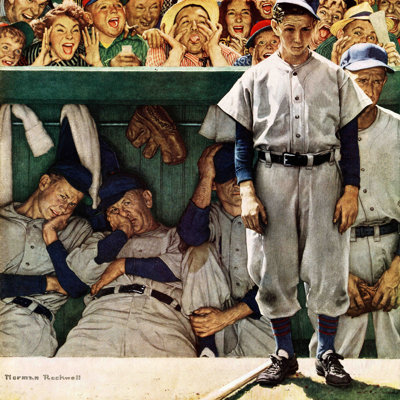 Dugout by Norman Rockwell - 1 Piece Wrapped Canvas Wall Art