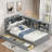 Preslei With Upholstered And Storage Headboard, Rotatable Board, Storage Shelves And 2 Drawers-2094419233