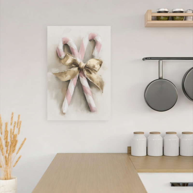 Candy Cane Abstract Contemporary Wall Art Print 1 Piece Wrapped Canvas Wall Art, 45.72cm H x 30.48cm W