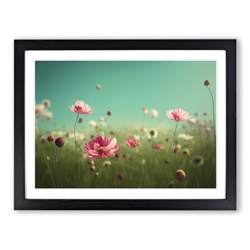XH1022-9381X Unbeatable Wildflowers Floral - Single Picture Frame Print, Black Framed, 46cm H x 64cm W x 2cm D