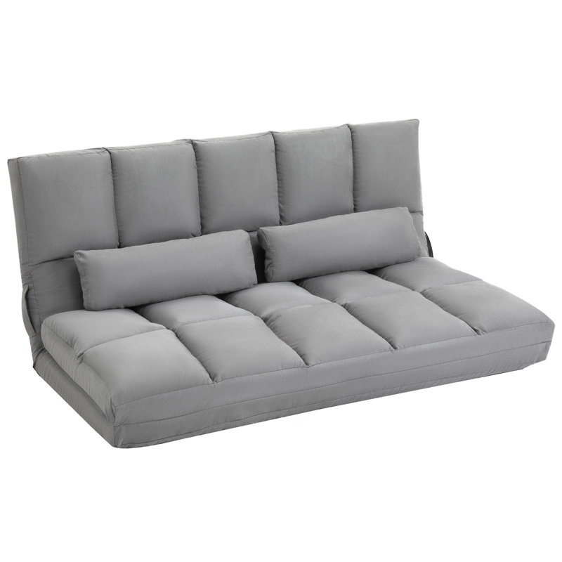 Convertible Floor Sofa Chair, Light Gray Polyester, 23.5" H x 51.3" W x 28.8" D