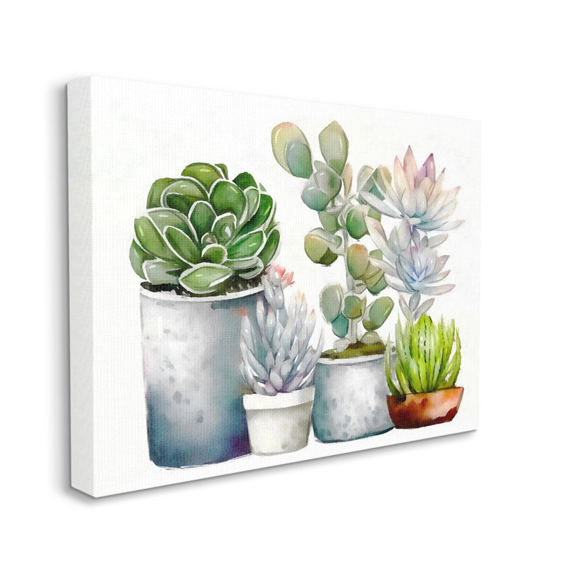 Au-770-Canvas " Mixed Botanicals Floral Succulents " by Ziwei Li, 16" H x 20" W x 1.5" D
