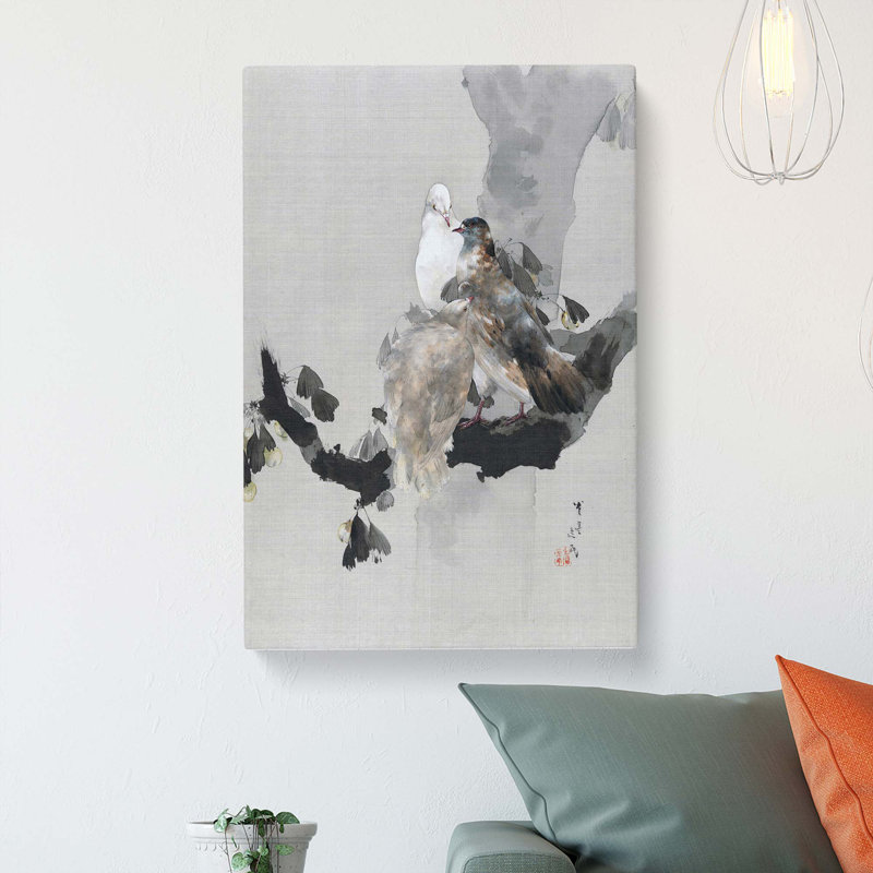 Pigeons In A Tree by Watanabe Seitei - Wrapped Canvas, 50cm H x 35cm W x 3cm D