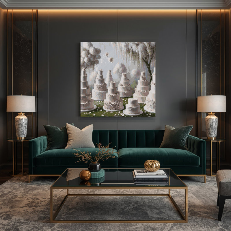 Desserts, gâteau de mariage, art mural sur toile grise, H 16 po x l 16 po