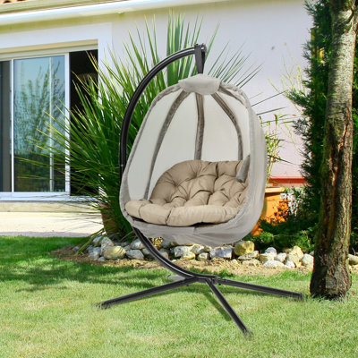 Meadow Large Hanging Egg Chair With Plush Cushion And Sturdy Steel Frame