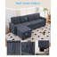 Canapé-lit en lin avec rangement en L 101 po, gris foncé-490018712