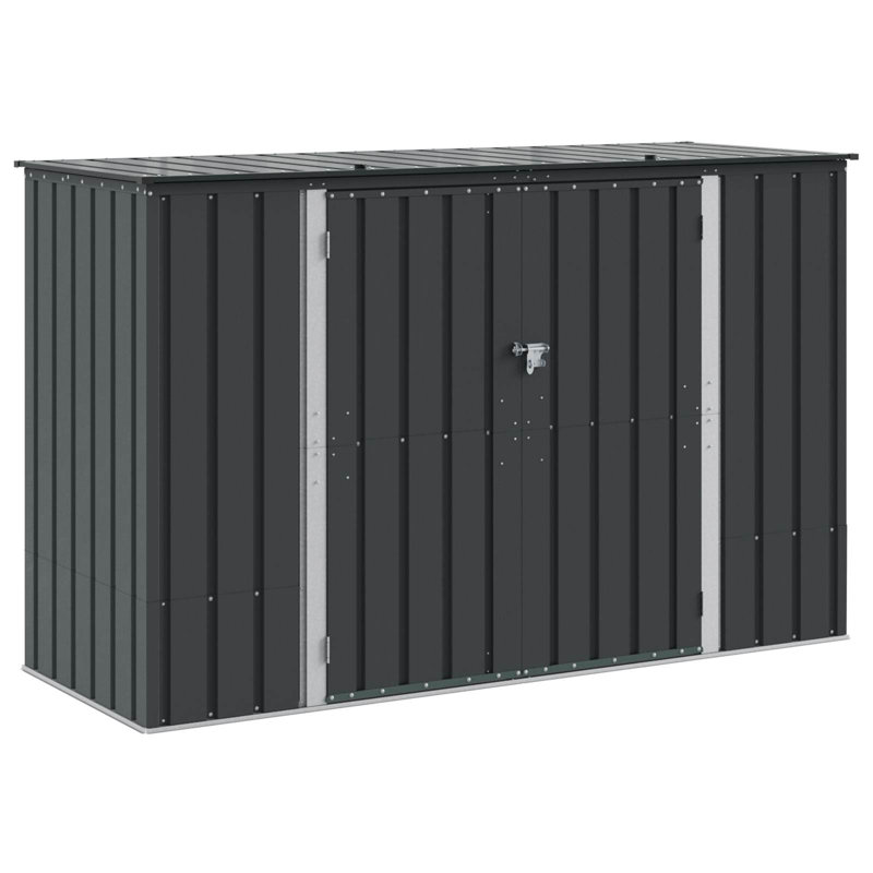 vidaXL 214 cm W 300 L Steel Lockable Cabinet Deck Box in Black