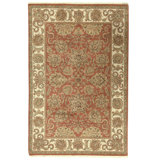 Hand Knotted Wool Oriental Area Rug in Rust And Ivory