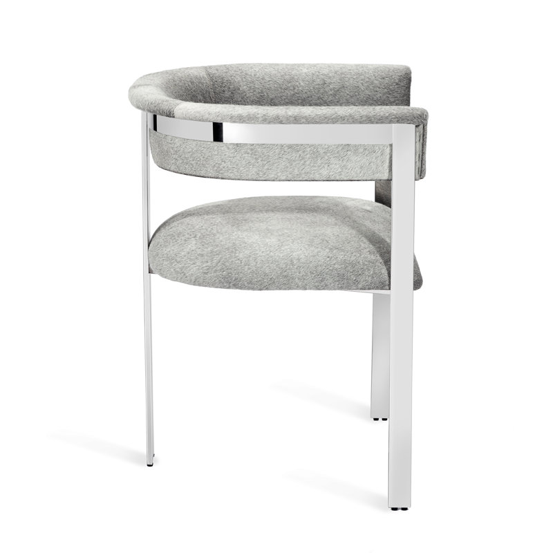 Darcy Upholstered Arm Chair, Antique Bronze, Genuine Leather Natural Gray
