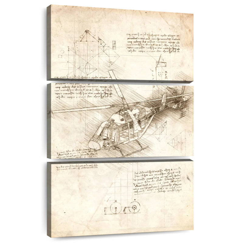 Mehar Helicopter Blueprint, 65" H x 42" W