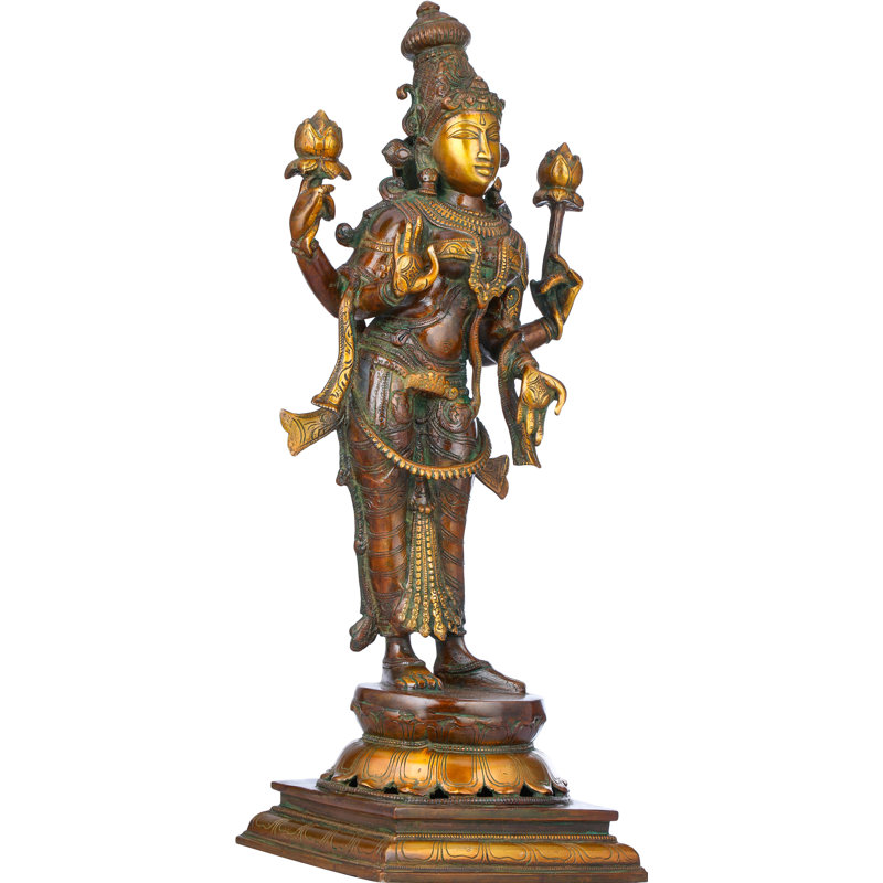 Statue Devi Lakshmi, Brun / doré