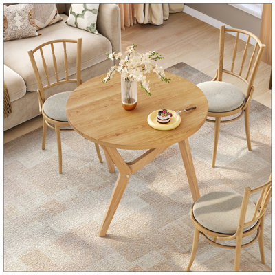 Round 2-in-1 Transformer Coffee Table with Adjustable Height, Solid Wood, Perfect for Small Spaces and Multifunctional Use