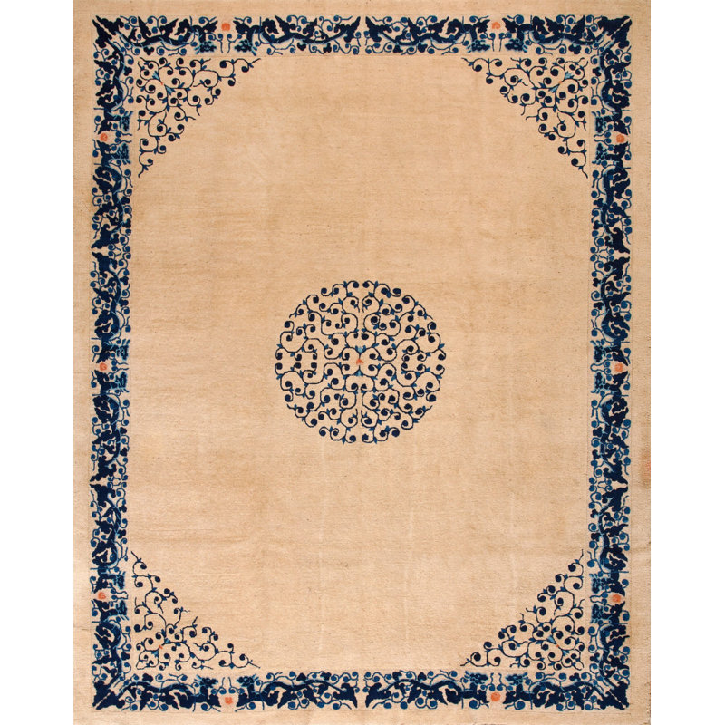 Tapis chinois antique en laine noué à la main chinois antique en laine noué des années 1890