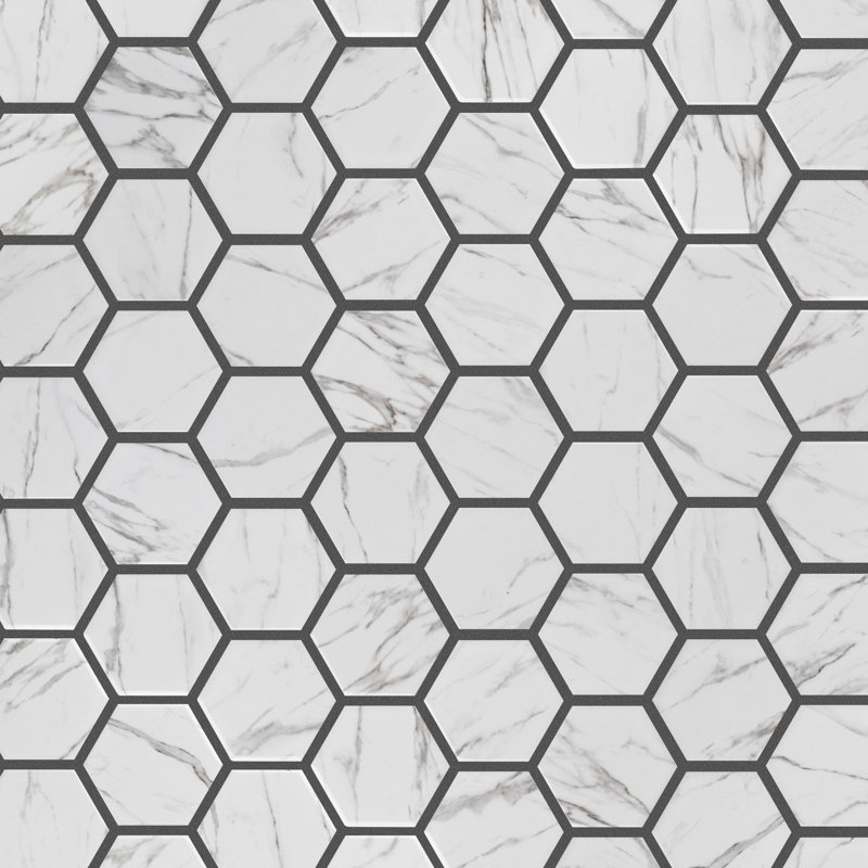 Flo 2" Hex White 11-1/8 in. x 12-5/8 in. Porcelain Mosaic Tile