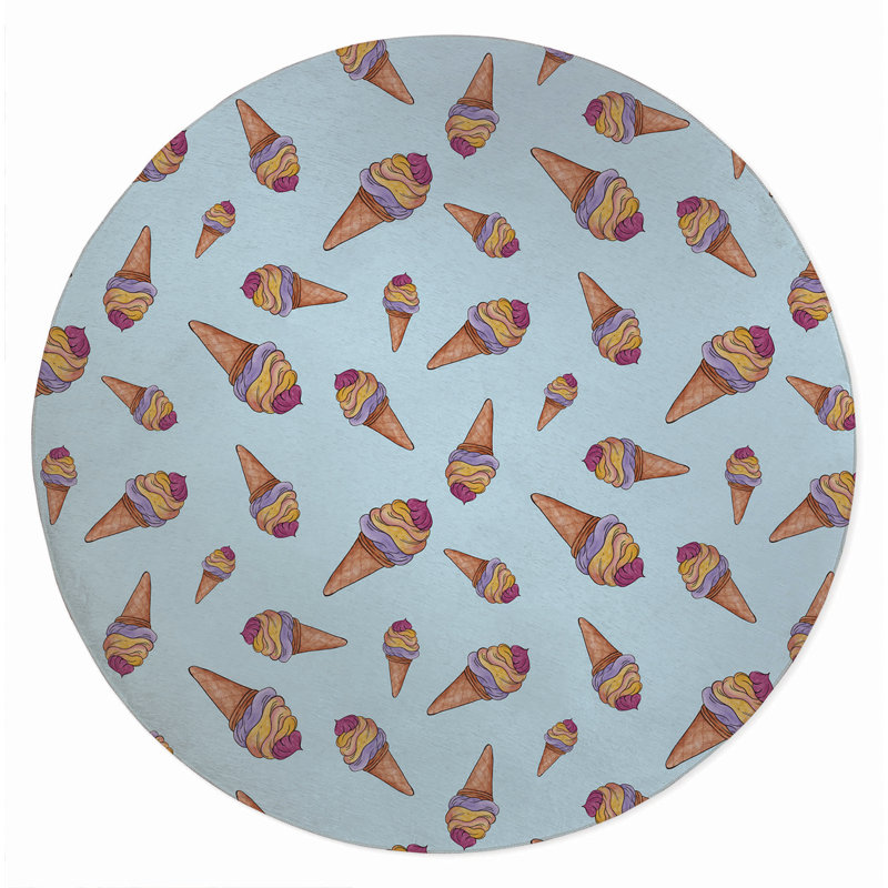 Summer Ice Cream Outdoor Rug, Round 5'
