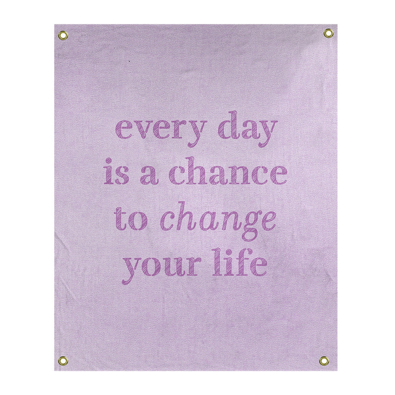 Tapisserie en polyester changer votre citation vie, H 36 po x l 26 po, Violet