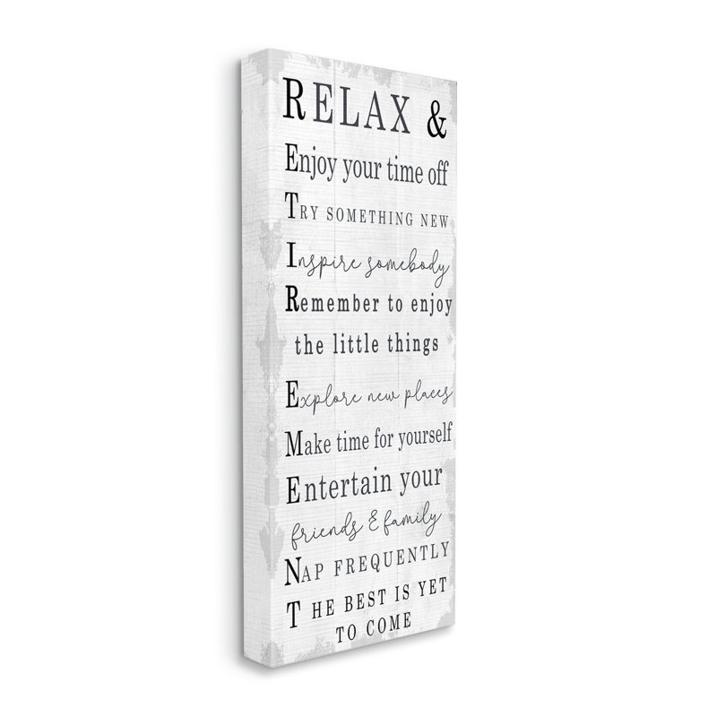 Relaxez et profitez des phrases de retraite, Toile tendue, H 24 po x l 10 po
